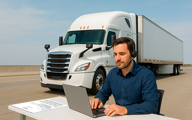 Truck dispatcher working